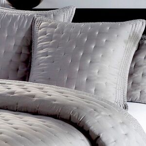 TWO Donna Karan Essential Silk Euro Pillow Shams Charcoal NEW Retail $490